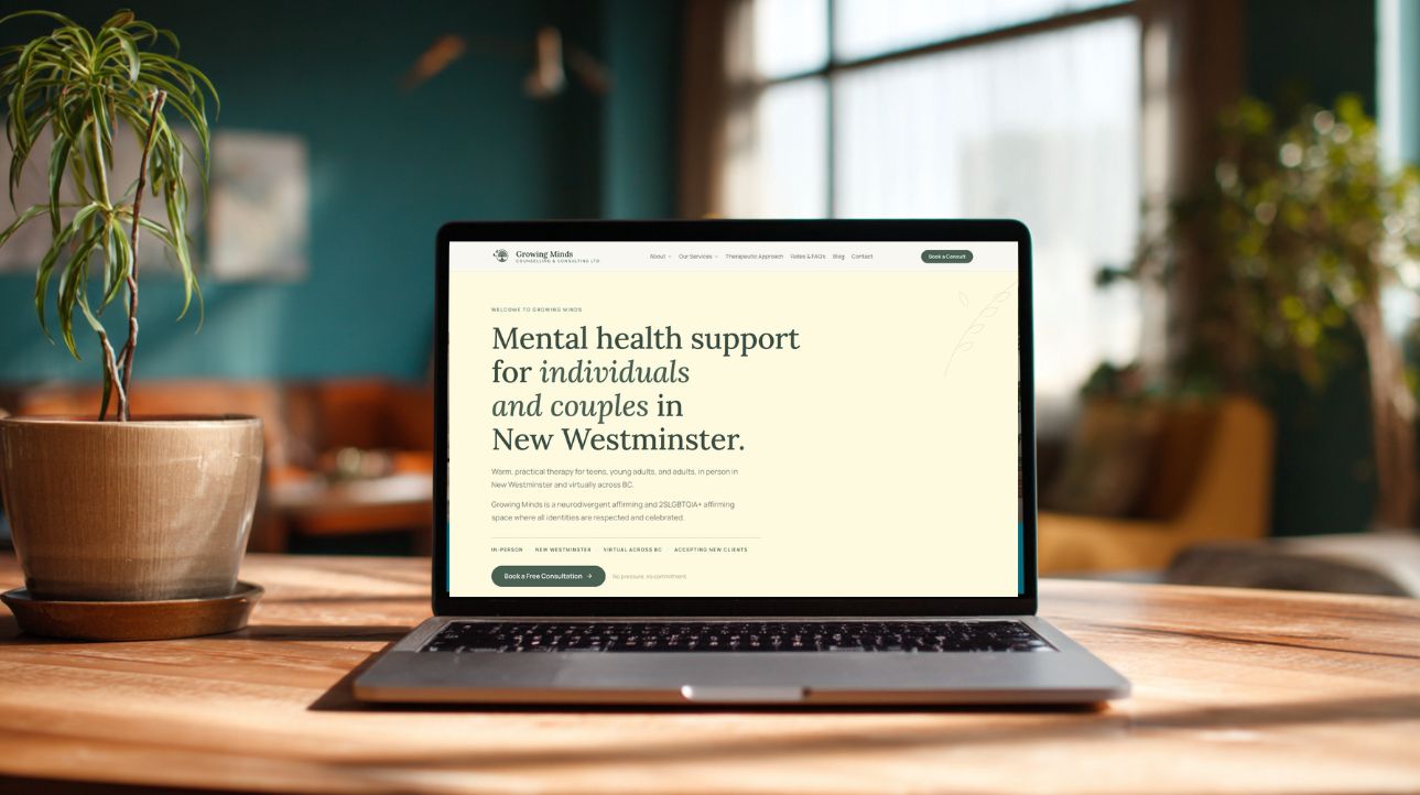 The Growing Minds Counselling website built by Marketing Well