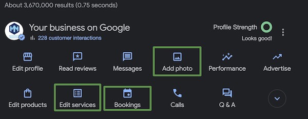 Google Business Profile edit options via business.google.com