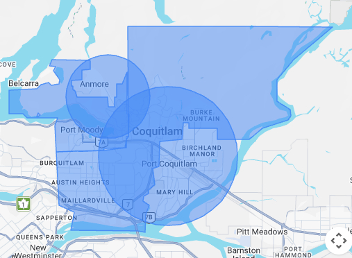 Balance Counselling Coquitlam targeting map
