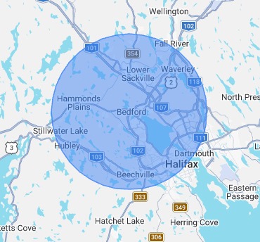 Grow Well Counselling Bedford and Halifax targeting map
